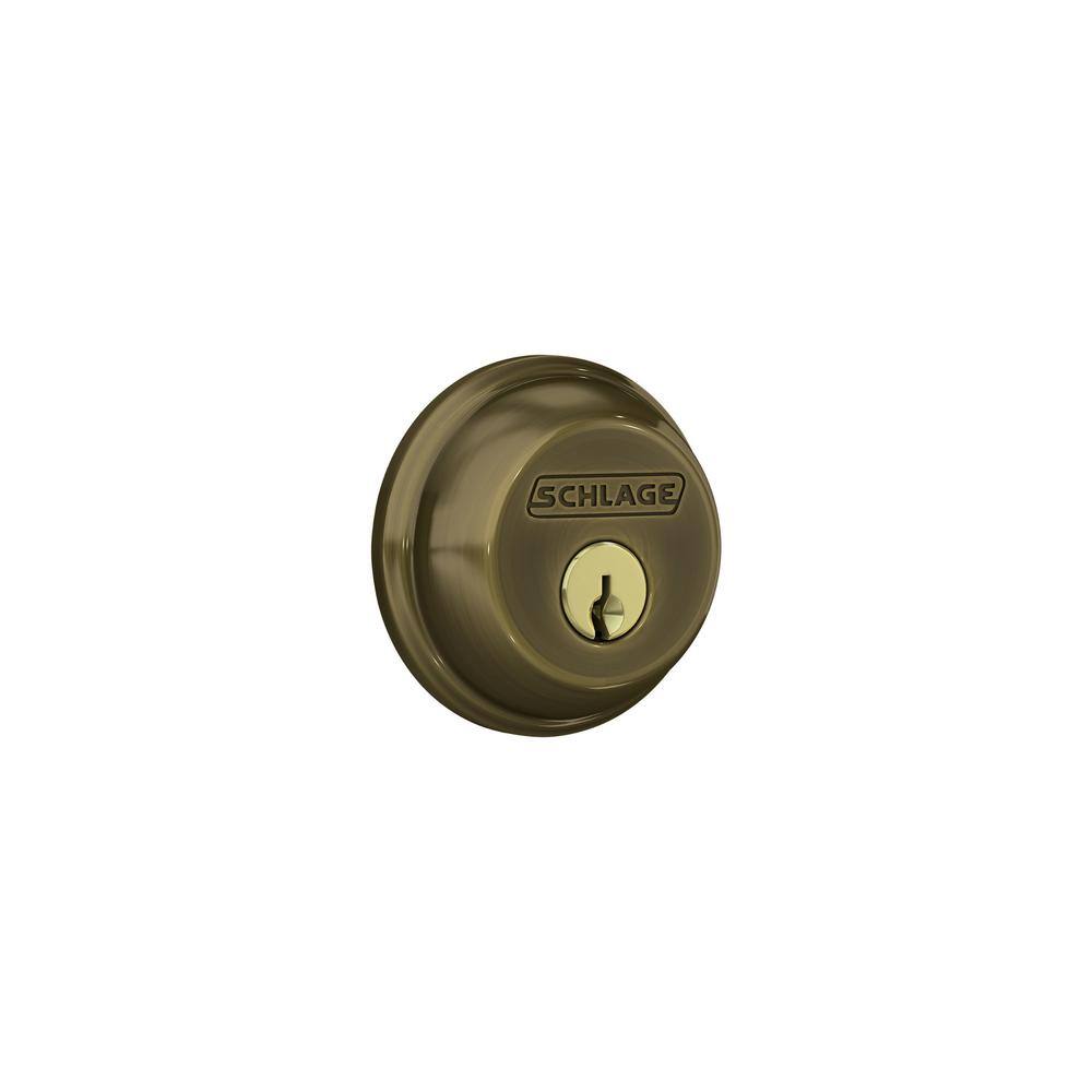 Schlage B60 Series Antique Brass Single Cylinder Deadbolt Certified Highest for Security and Durability B60.N.G.609