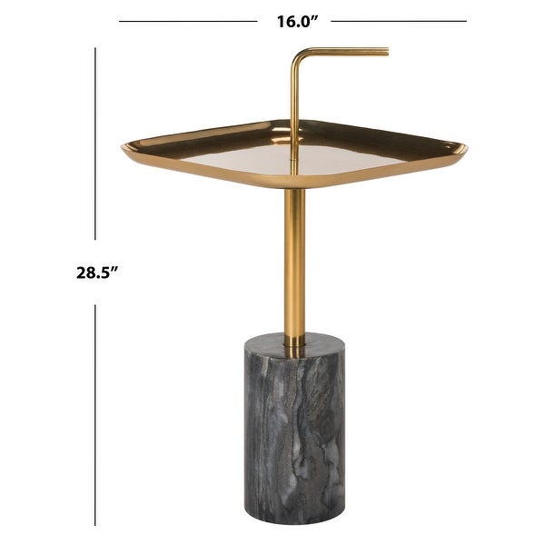 SAFAVIEH Artemis Square Brass Top Side Table - Black / Brass - 15.8