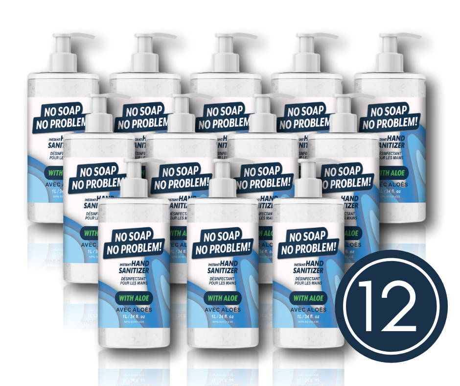 Pack of 12  No Soap No Problem Hand Sanitizer with Aloe 1 Liter Pump