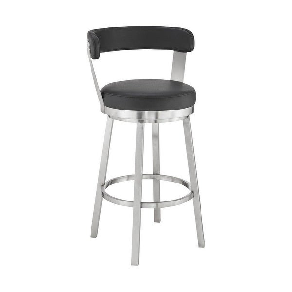 Swivel Counter Barstool with Curved Open Back and Metal Legs