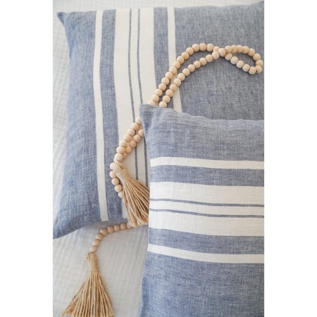 Chambray Blue Bold Stripes Down Alternative So Soft Linen Pillow