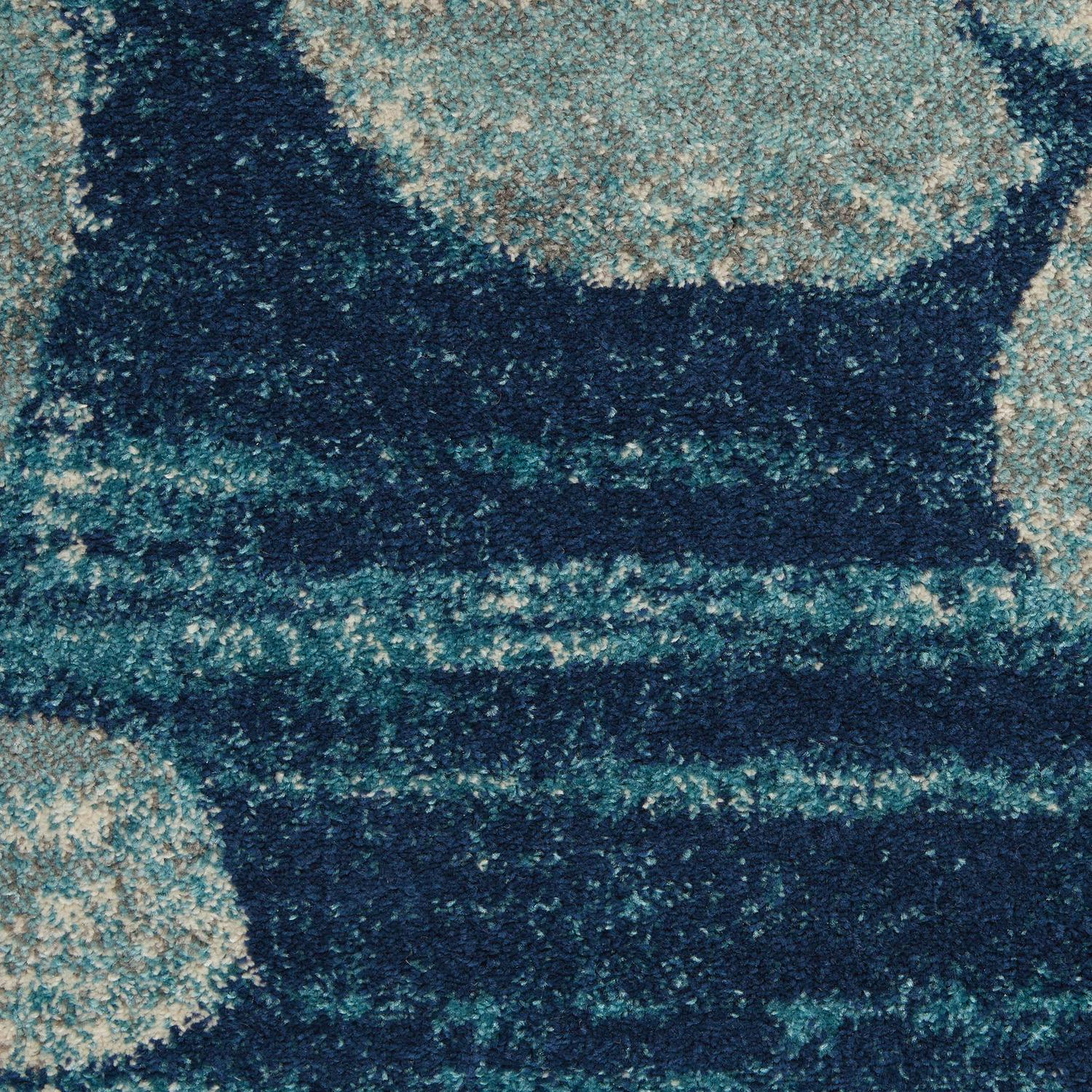 Serene Modern Botanical Navy/Light Blue 53 x 73 Area Rug， (5and#8242; x 7and#8242;)