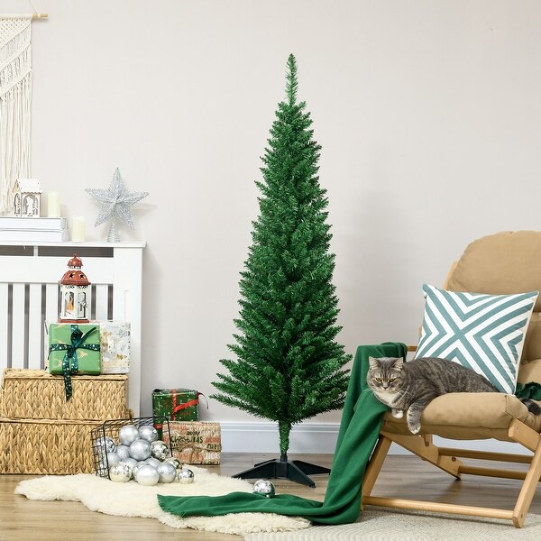 5FT Artificial Pencil Christmas Tree with 294 Realistic Branch Tips and Plastic Stand