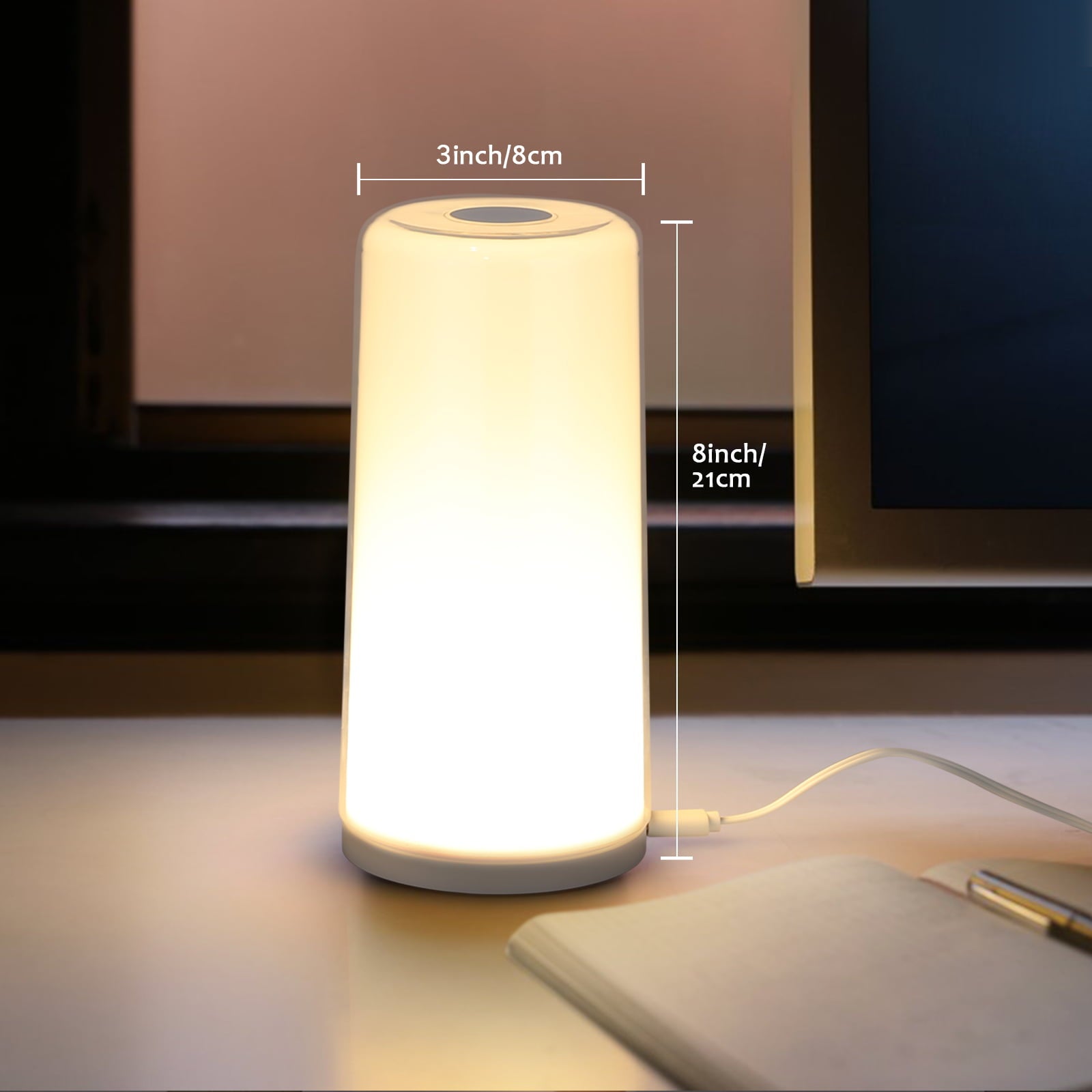 Albrillo Touch Sensor Bedside Lamp with Dimmable Warm White and RGB Color