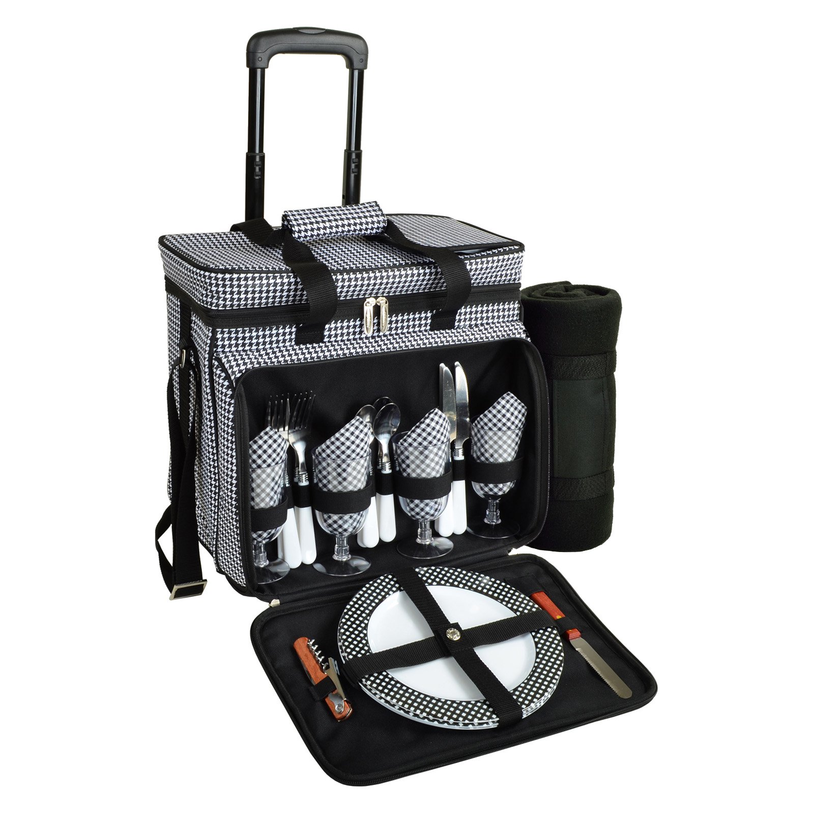 Picnic at Ascot 4 Person Equipped Picnic Cooler on Wheels with Blanket