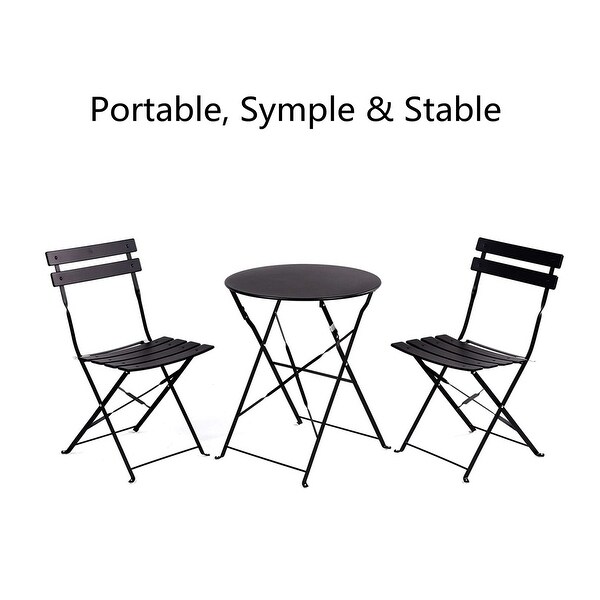 Outdoor Bistro Set with Garden Bistro Table and 2 Chairs，Portable Set