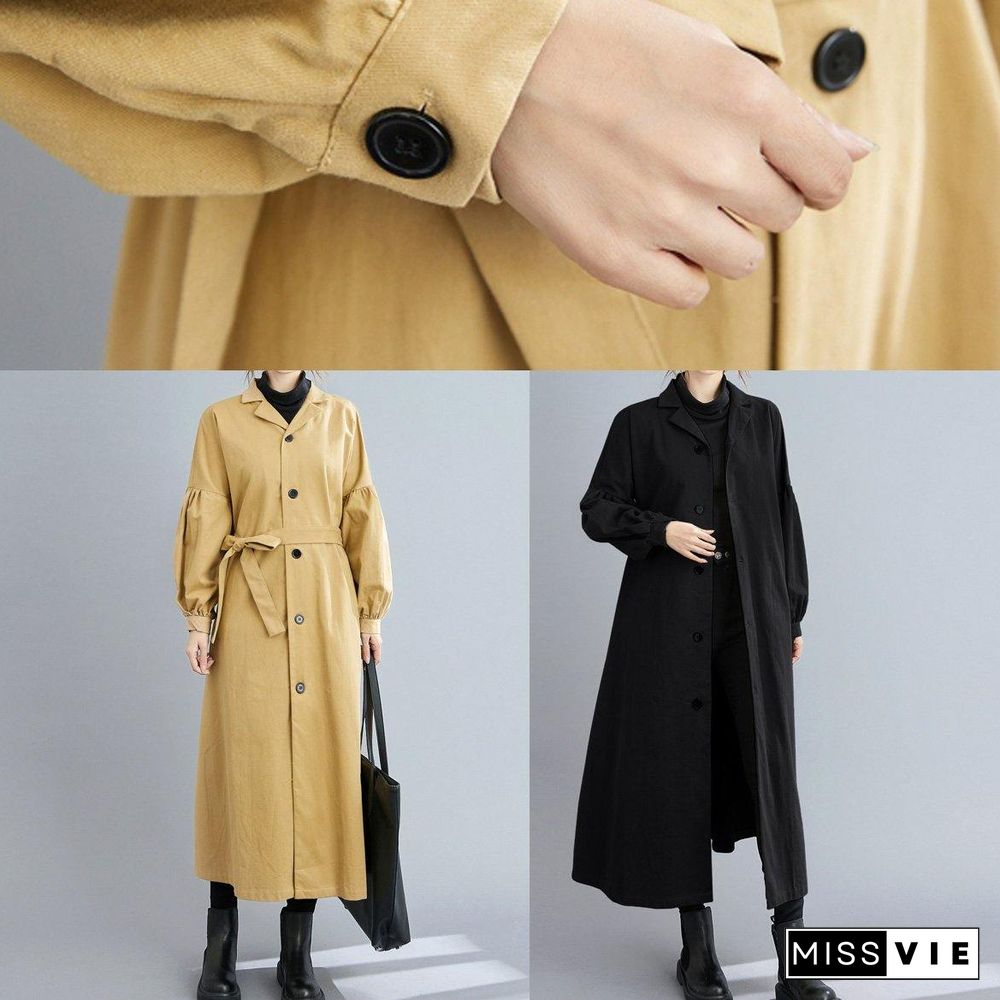 Handmade khaki Fashion casual coats women Sleeve lapel Button Down coats