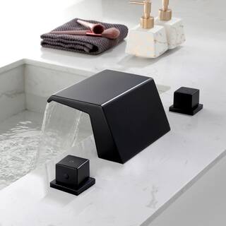 UKISHIRO 2-Handle Tub Deck-Mount Widespread Tub Faucet in Matte Black SMD0JN220506006