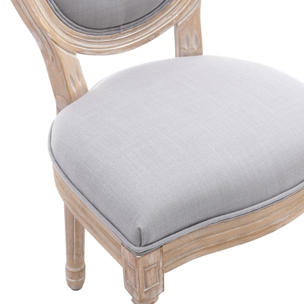 Upholstered Fabrice French Dining Chair with rubber legs