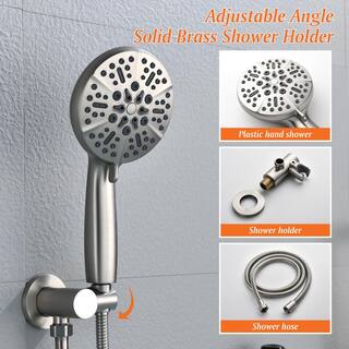 Aurora Decor Ami Single-Handle Wall Mount Roman Tub Faucet with 180 Swivel spout and 7-function handheld shower in Brushed Nickel SMDHD2A88031BN