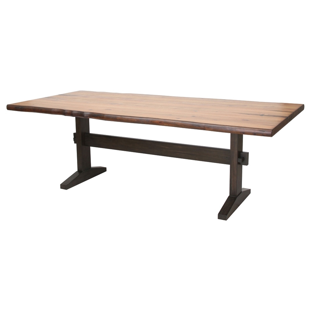 Coaster Furniture Bexley Live Edge Trestle Dining Table Natural Honey and Espresso   90.00'' x 42.00'' x 30.00''