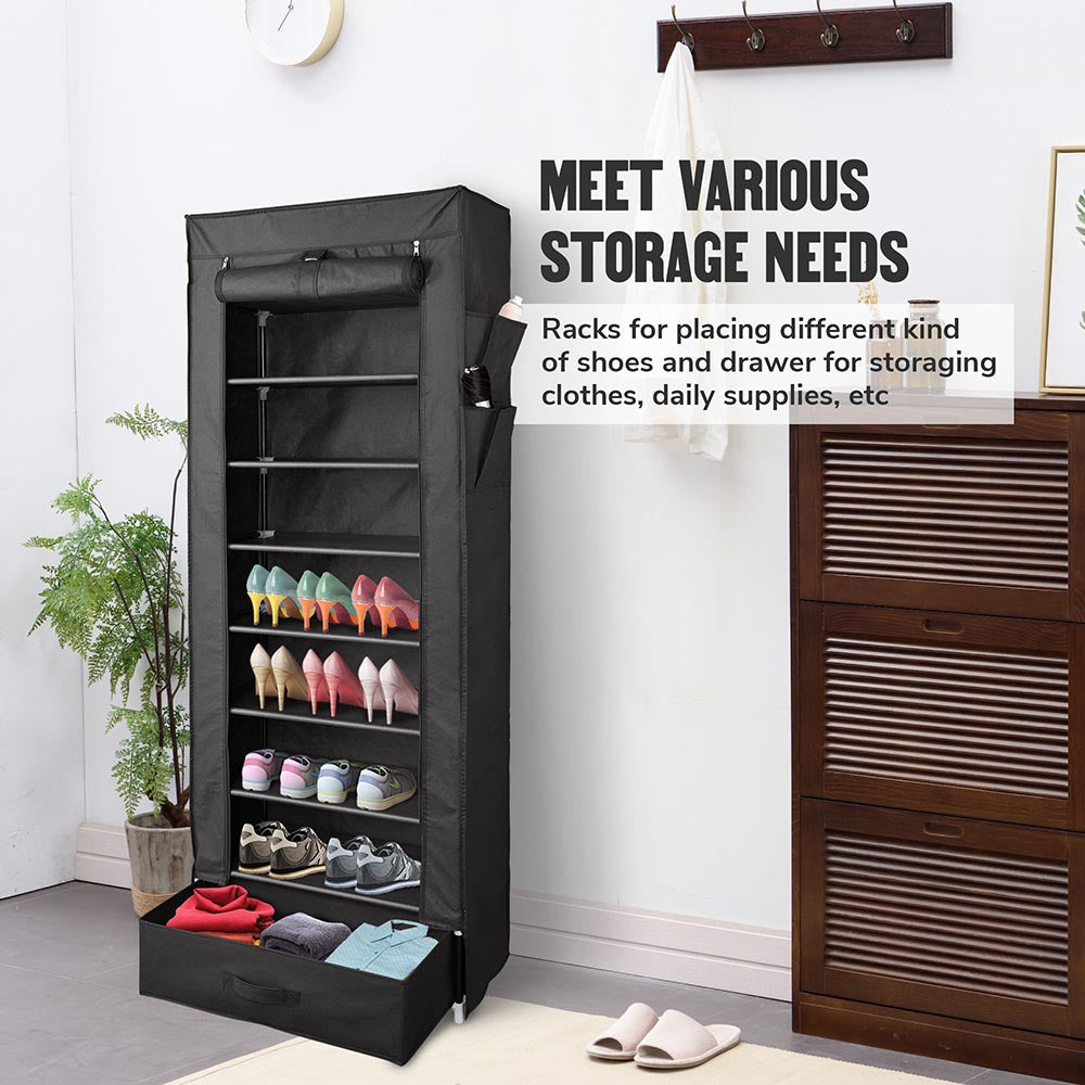 Yescom 10 Tiers 27 Pairs Tall Shoe Rack Shelf Closet & Cover