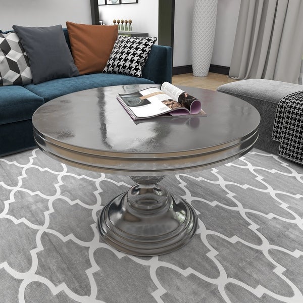 Silver Aluminum Traditional Coffee Table 19 x 30 x 30