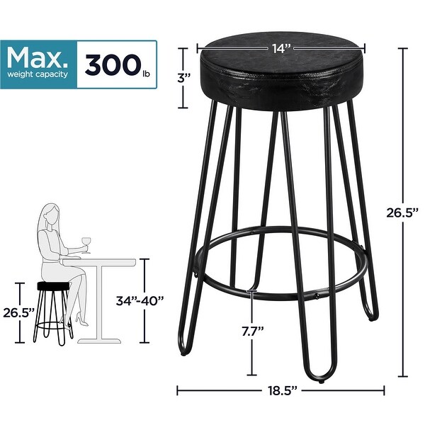 Yaheetech 2pcs Faux Leather Counter Stools with Round Backless Seat