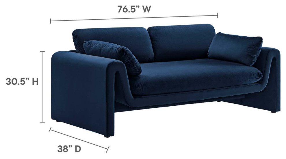 Waverly Performance Velvet Sofa  Midnight Blue   Contemporary   Sofas   by First of a Kind USA Inc  Houzz