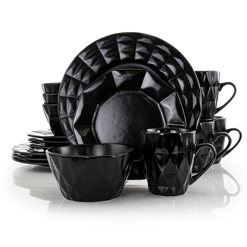 Elama Retro Chic 16-Piece Glazed Dinnerware Set