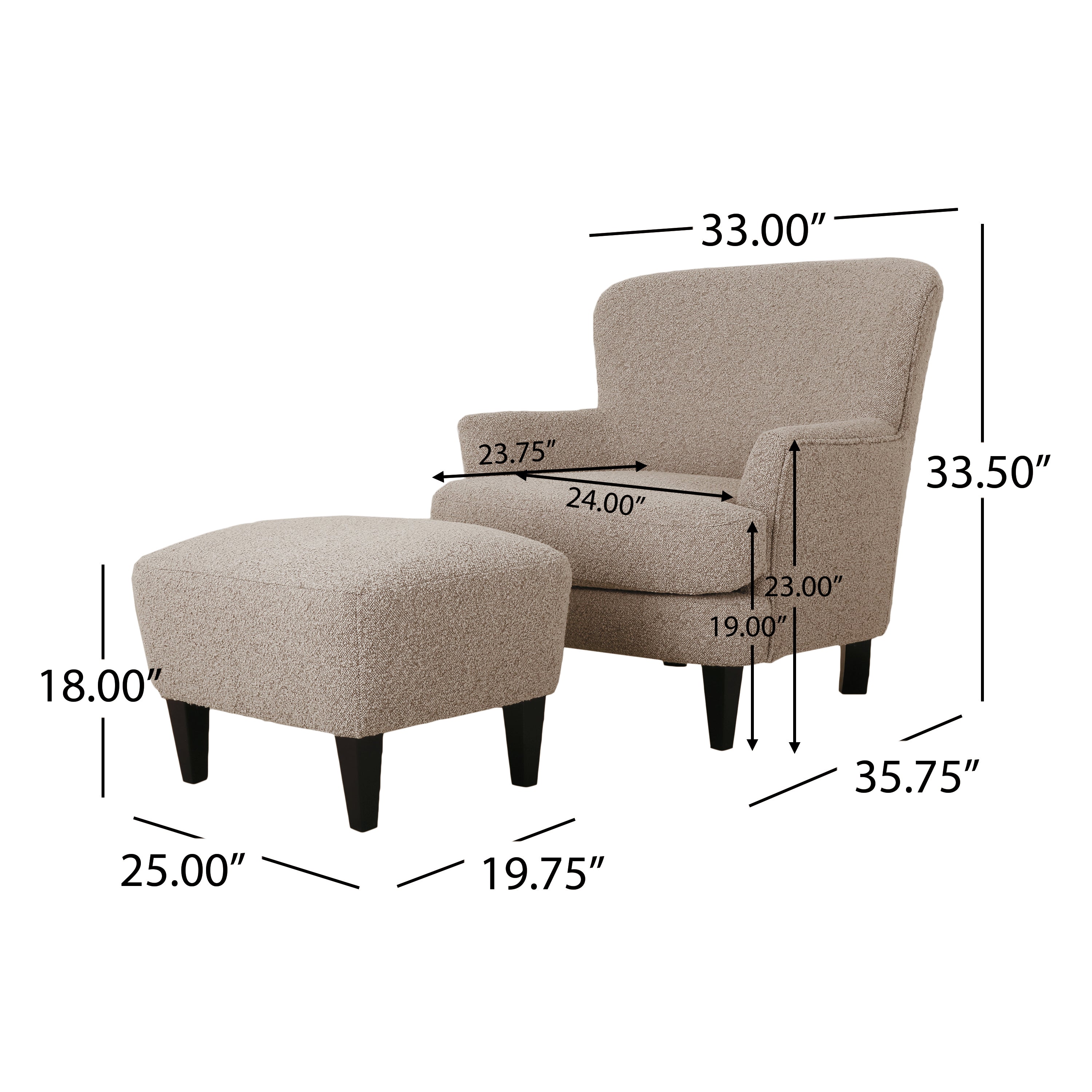 Gerald Boucle Upholstered Club Chair and Ottoman Set