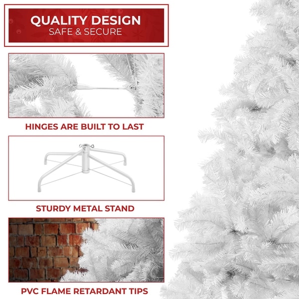 4.5FT White Spruce Artificial Holiday Christmas Tree with Metal Stand