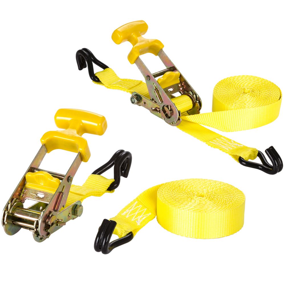 1.25" x 15 ft. T-Handle Ratchet Tie-Down Straps (Pair)