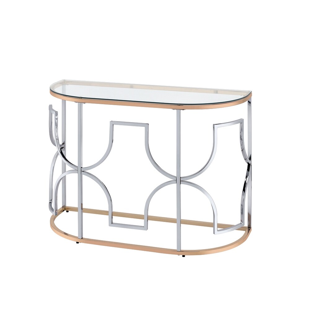 DH BASIC Modern Style Chrome and Gold Open Sofa Table by Denhour