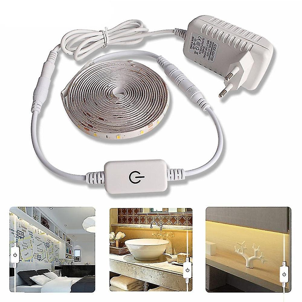 5m Led Light Strip Waterproof 2835 Ribbon Warm White Led Strip Dc 12v Dimmable Touch Sensor Switch For Room Cabinet Kitchen Lamp