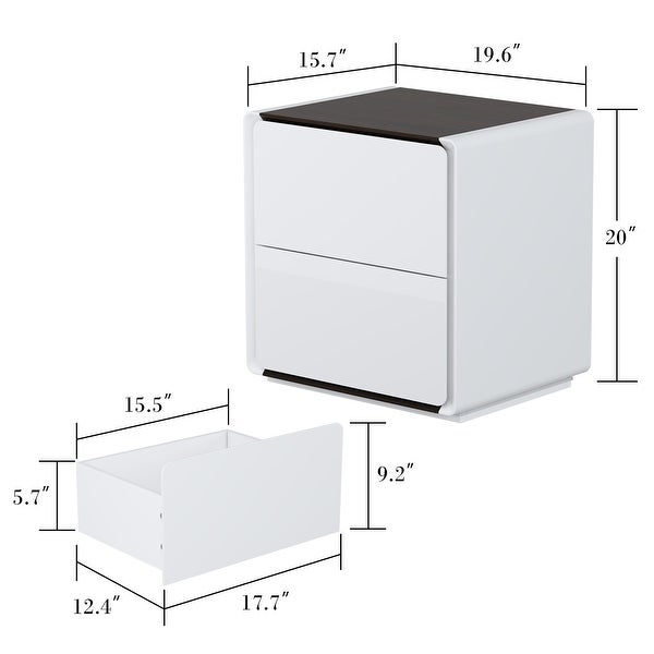 LED Nightstand White Modern Nightstand LED Night Stand Bedside Table - - 37499073