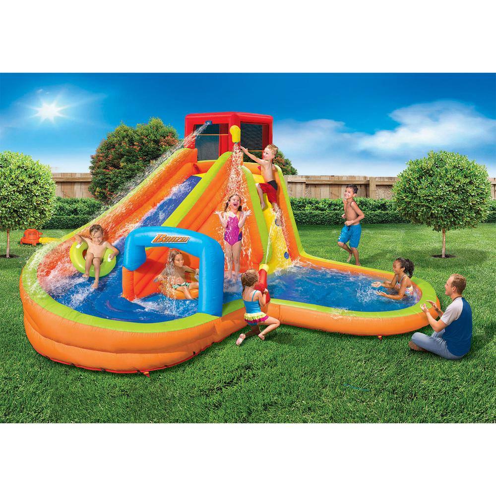 BANZAI Lazy River Inflatable Outdoor Adventure Water Park Slide and Splash Pool BAN-90354