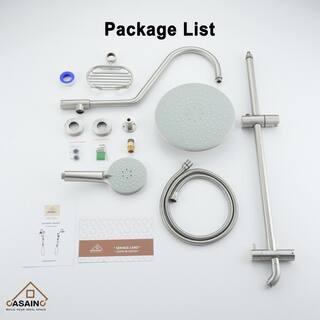 CASAINC 3-Spray Patterns 10 in. Wall Mount Dual Shower Heads Rainfall Shower Head and Handheld Shower in Brushed Nickel CS1914-BN