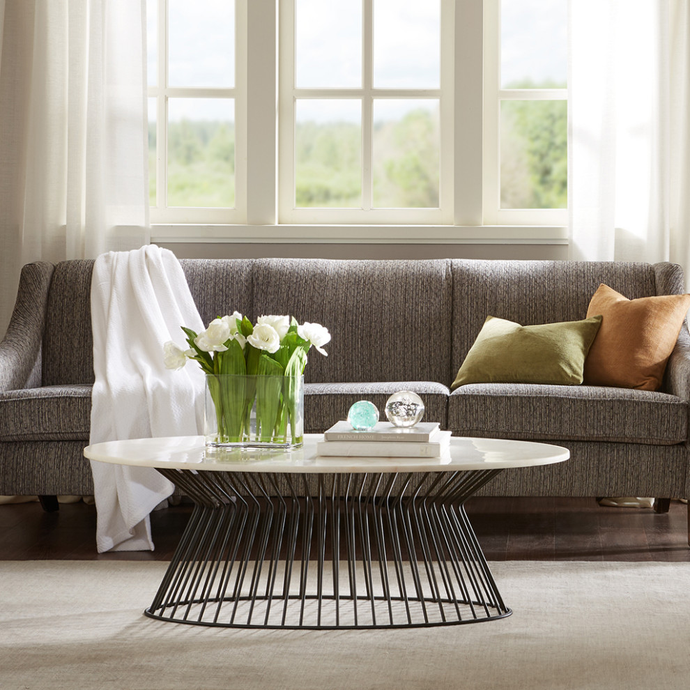 Madison Park Marbury White Marble Round Coffee Table   Transitional   Coffee Tables   by HedgeApple  Houzz