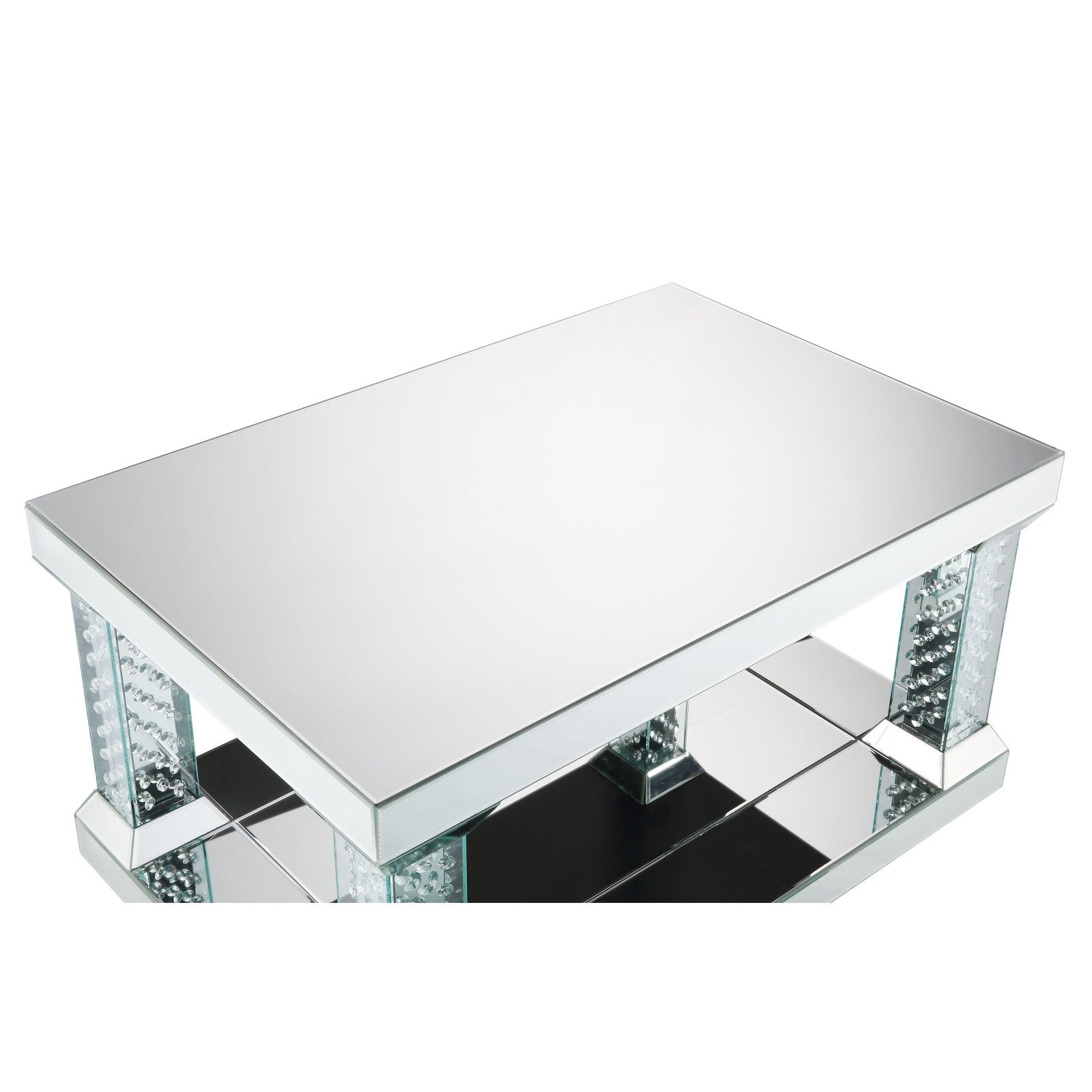 ACME Nysa Square Coffee Table in Mirrored and Faux Crystals