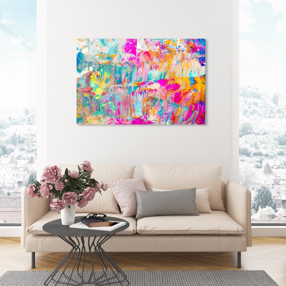 Oliver Gal 'Sunshine Days' Abstract Wall Art Canvas Print Paint   Pink  Blue