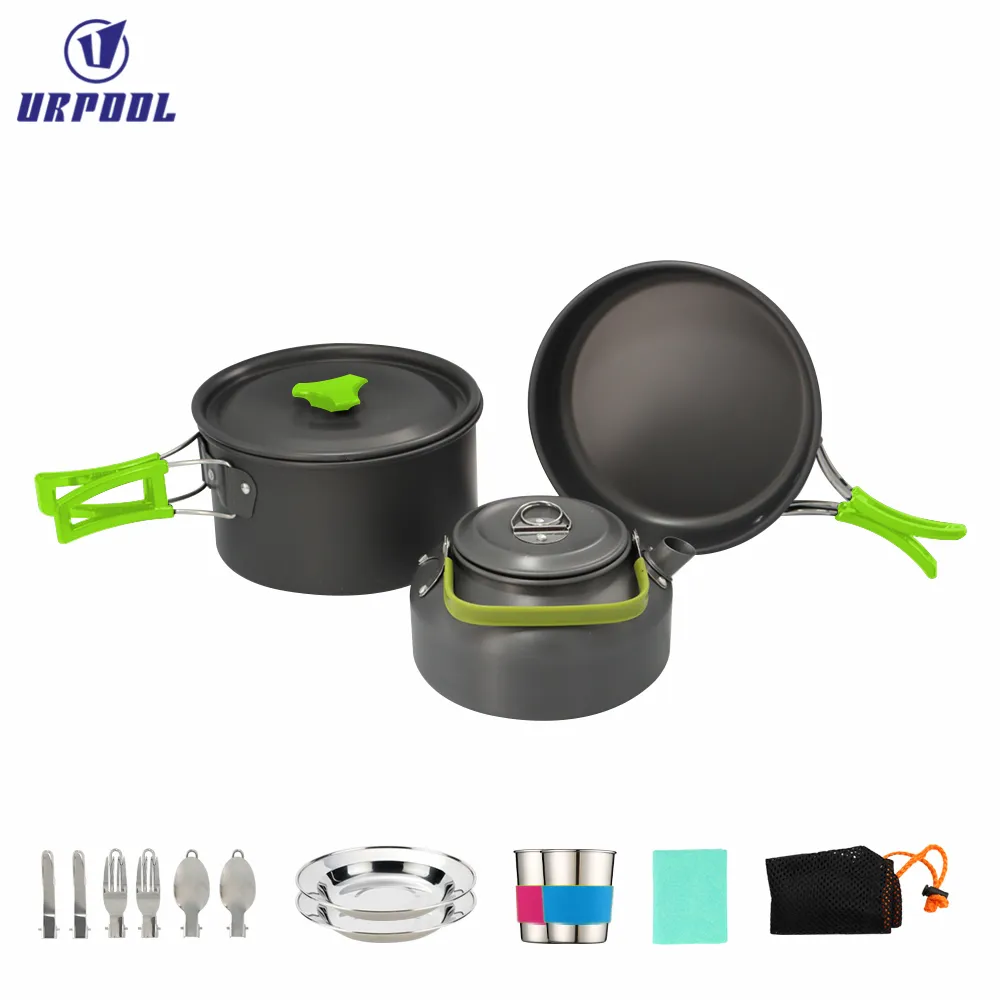 Ultralight Camping Cookware Outdoor Cooking Set Travel Tableware Cooking Stove Kit Pan Hiking Picnic Pot Utensil Equipment