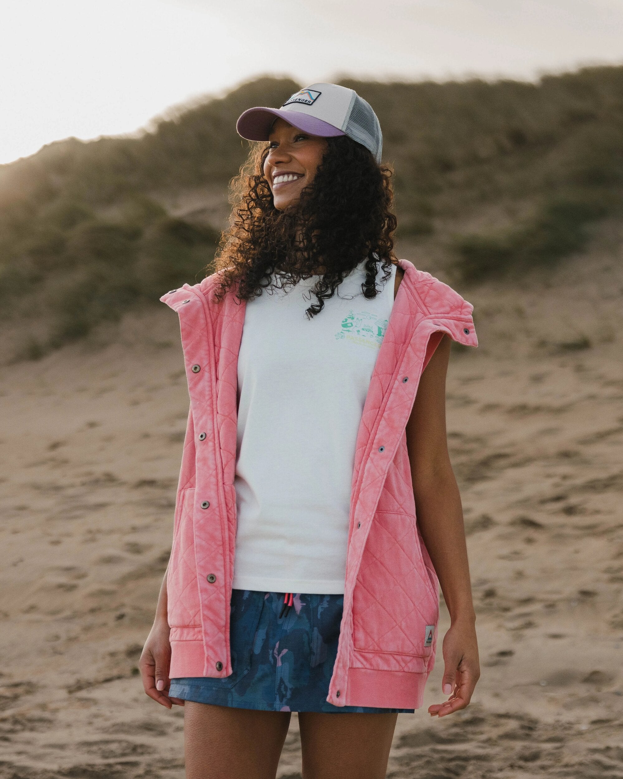 Clementine Recycled Quilted Vest - Shell Pink