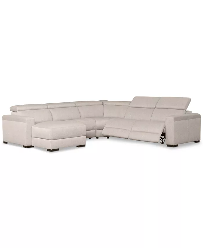 Furniture Nevio 124 5-Pc. Fabric Sectional Sofa with Chaise