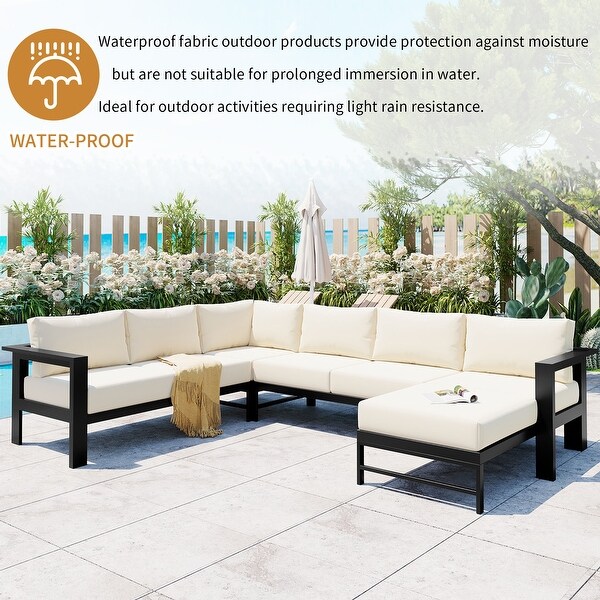 6Seater UShaped Outdoor Sectional Sofa Set with Aluminum Frame