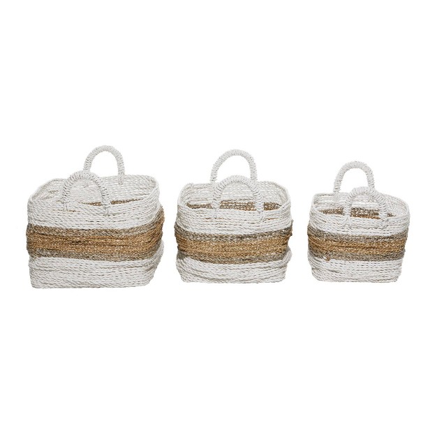 2pk Wood Natural Storage Baskets White Olivia amp May