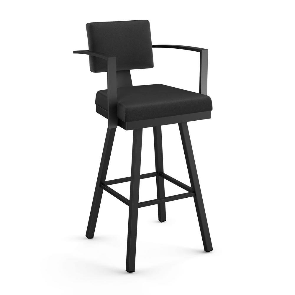 Akers 30 in. Black Faux LeatherBlack Metal Swivel Bar Stool 41431-30WE1B25DAF4