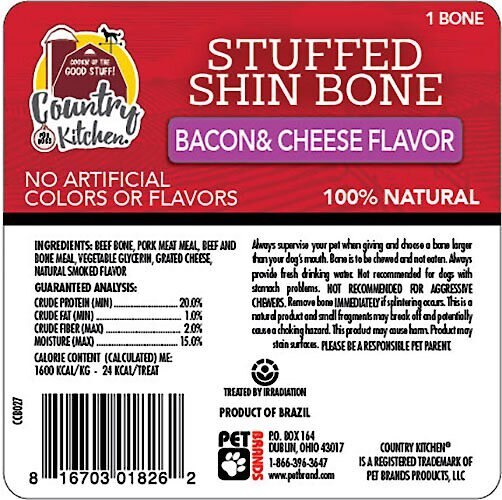 Country Kitchen Stuffed Shin Bone 6-in Bacon and Cheese Flavor Dog Treat