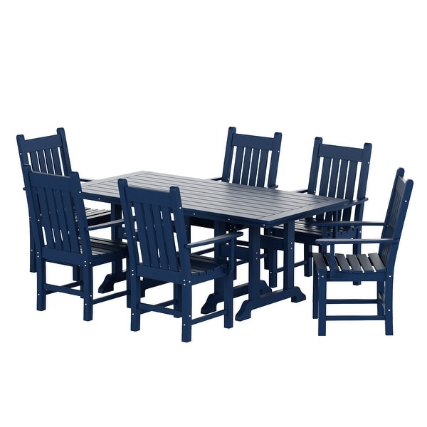 Polytrends Laguna Hdpe All Weather Outdoor Patio Dining Set with Rectangle Table，Arm Chairs (7Piece Set)