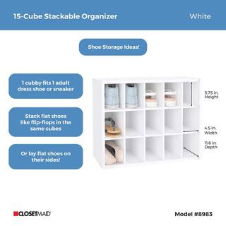 ClosetMaid 19 in. H x 24 in. W x 12 in. D White Wood Look 15-Cube Storage Organizer 8983