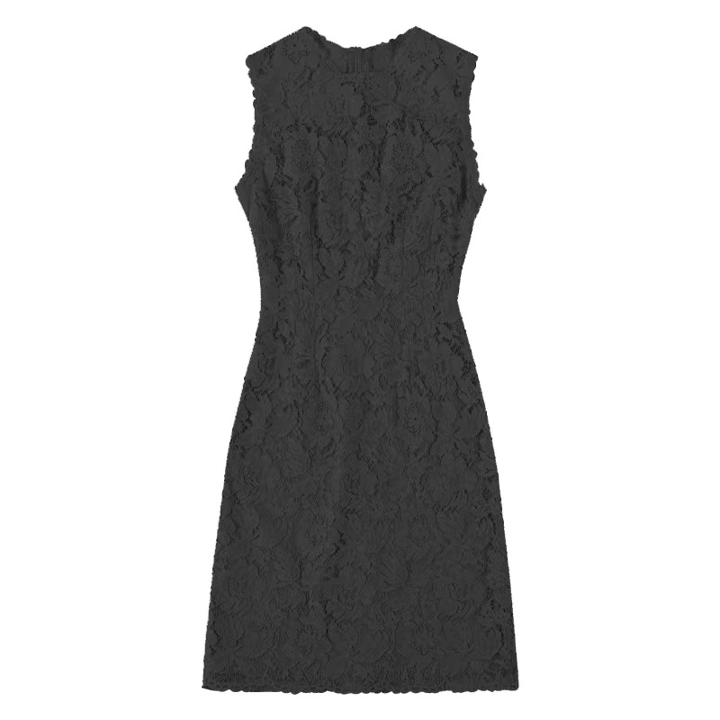 Pink Lace Sleeveless A-Line Dress – Slim & Flattering Spring/Summer