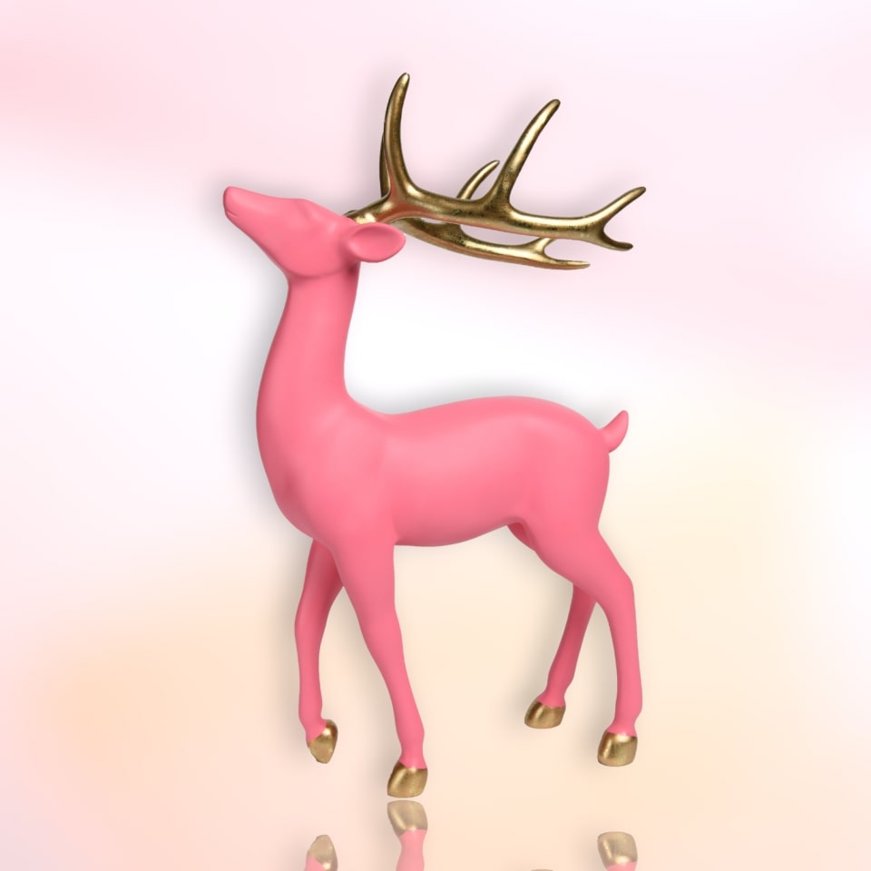 22 Hot Pink Reindeer With Gold Antlers