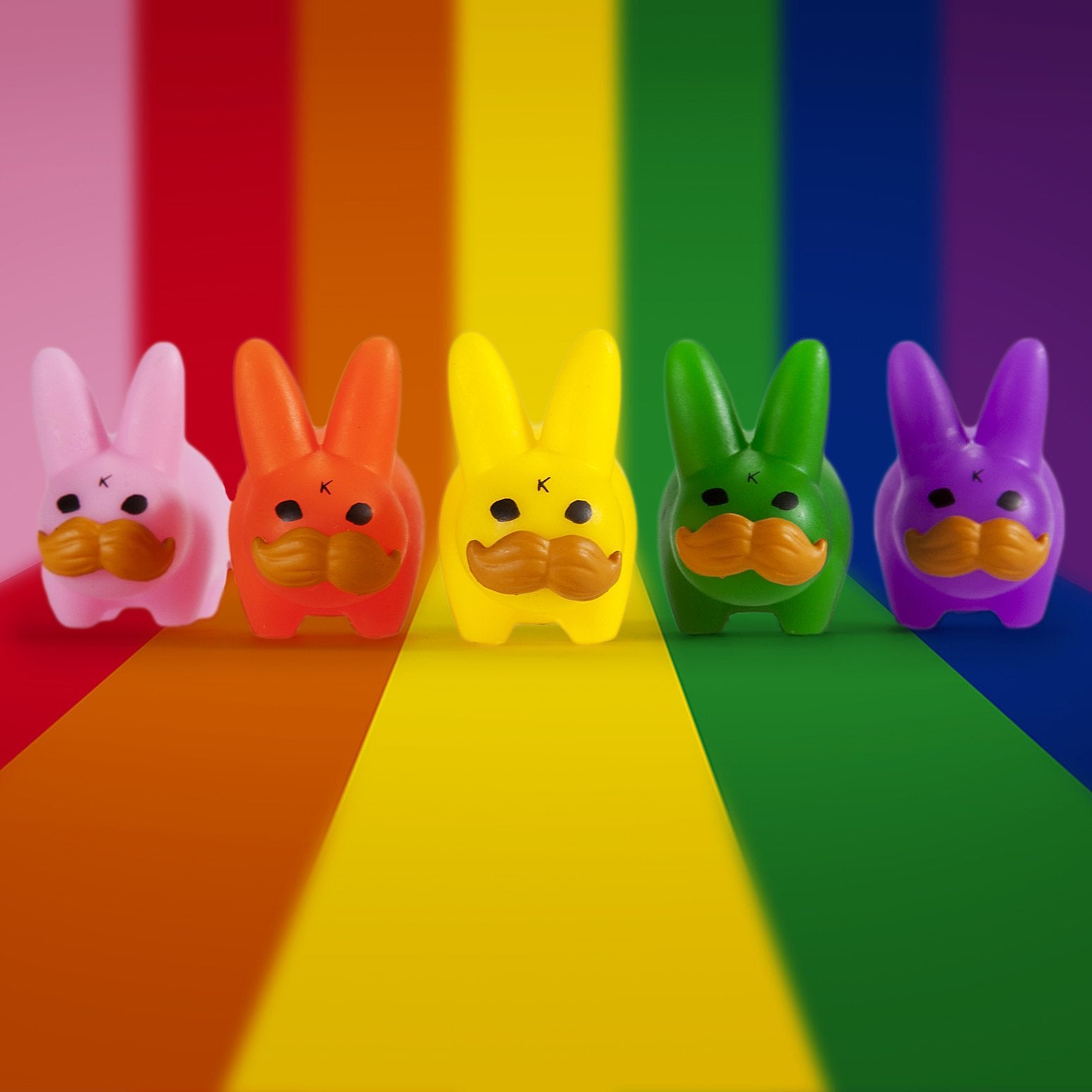 PRIDE 'Stache Labbit Art Toy 5-Pack by Frank Kozik