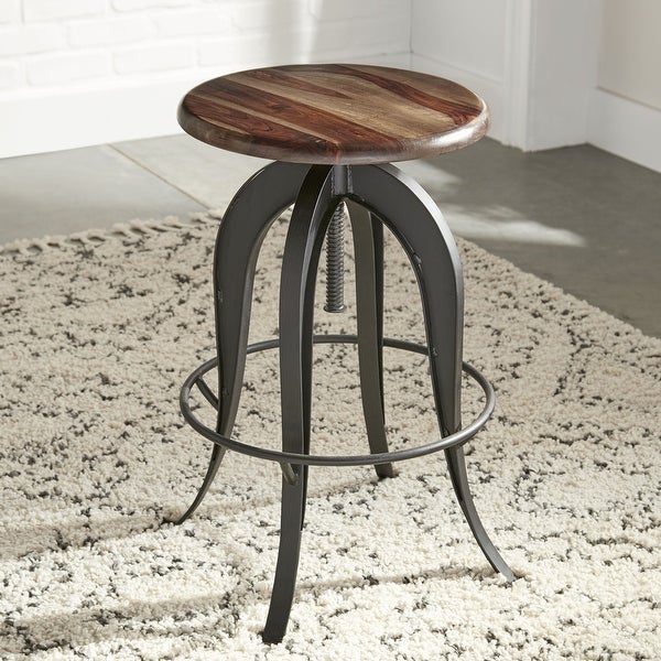 Seoni Russet Sheesham Wood Iron Adjustible-height Stool by Greyson Living