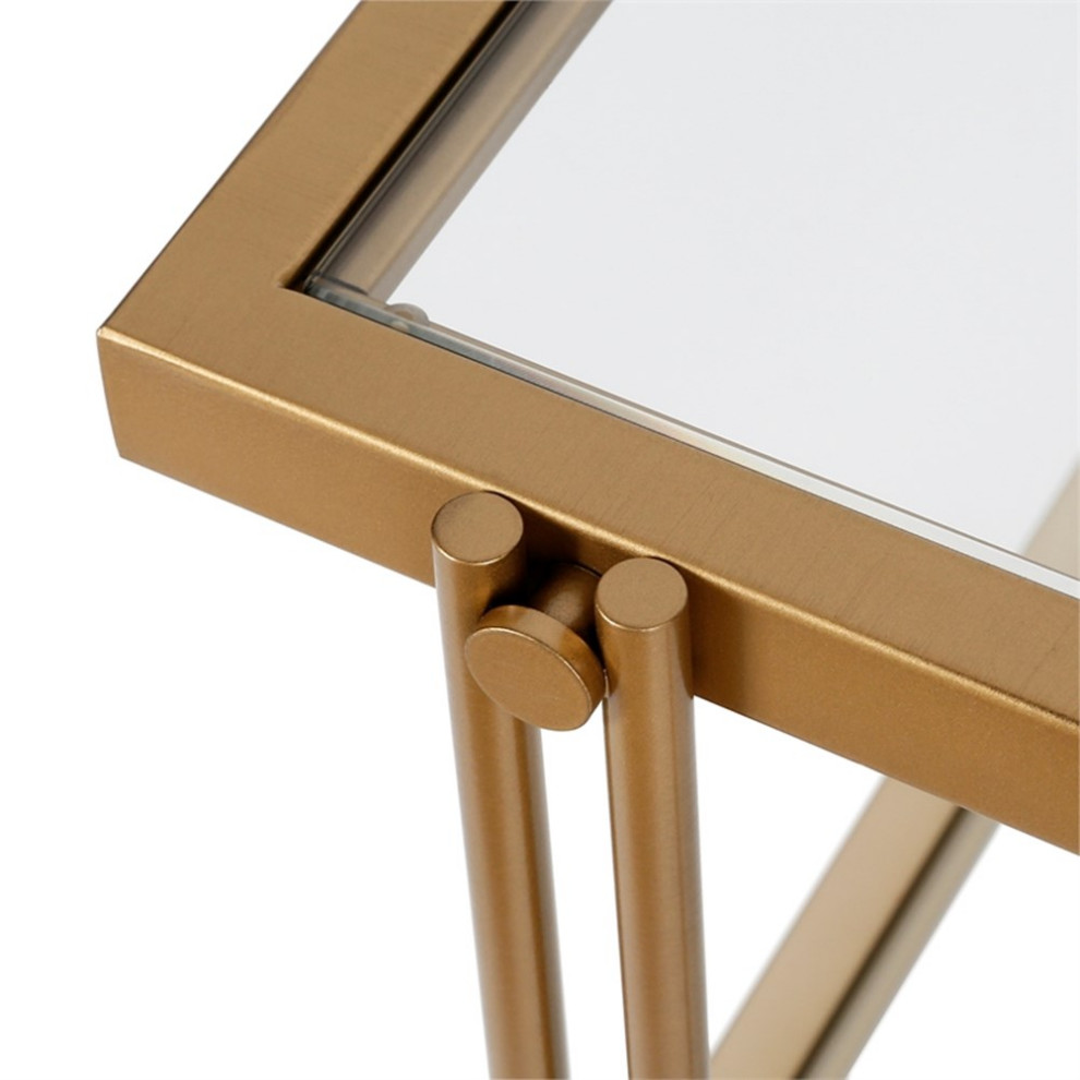 Henn ampHart 20 quotBrass Metal/Glass Side Table   Contemporary   Side Tables And End Tables   by Homesquare  Houzz