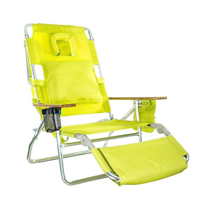 Ostrich Deluxe Padded 3-N-1 Outdoor Lounge Reclining Beach Chair， Lime Green