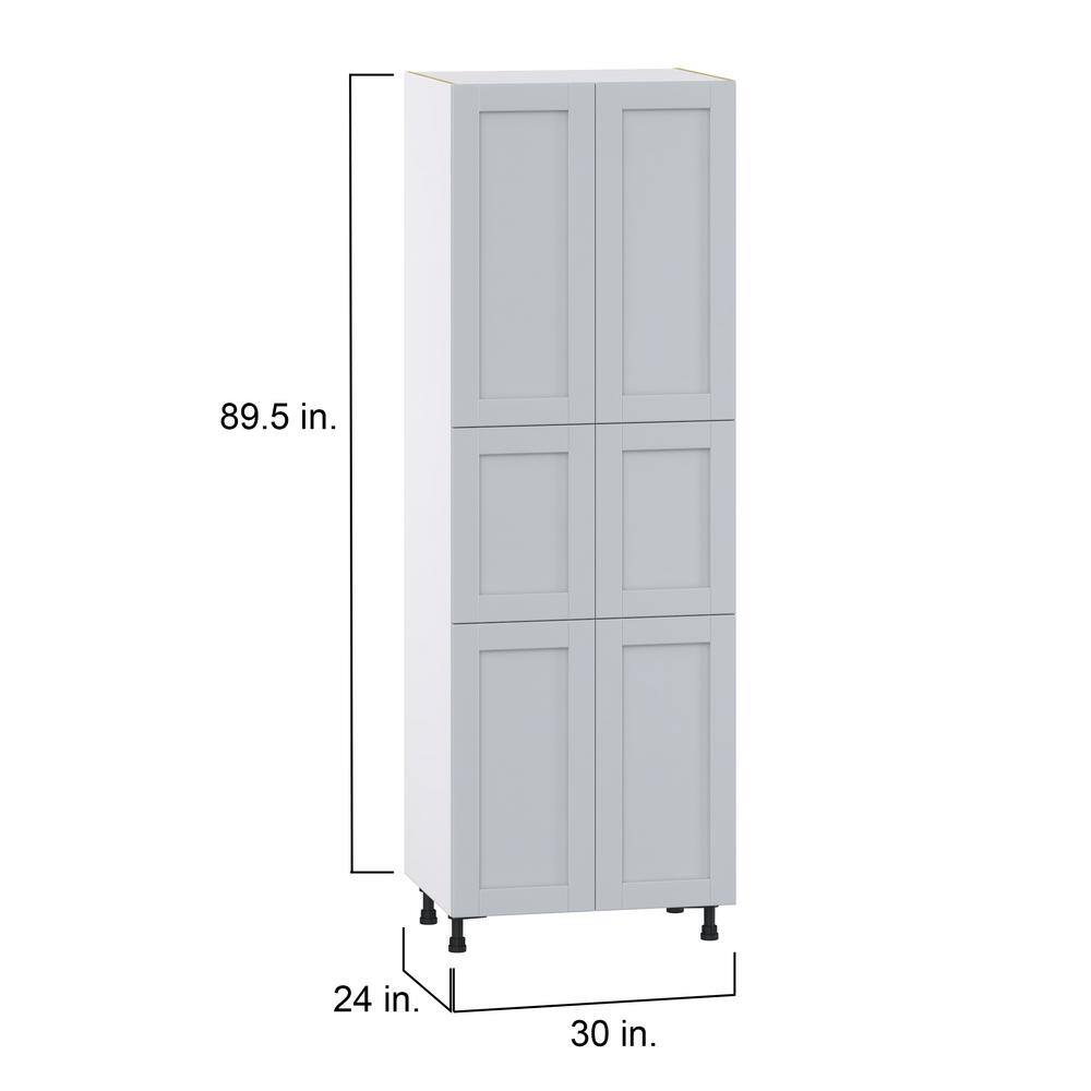 J COLLECTION Cumberland Light Gray Shaker Assembled Pantry Kitchen Cabinet (30 in. W x 89.5 in. H x 24 in. D) DST302489.5-CL