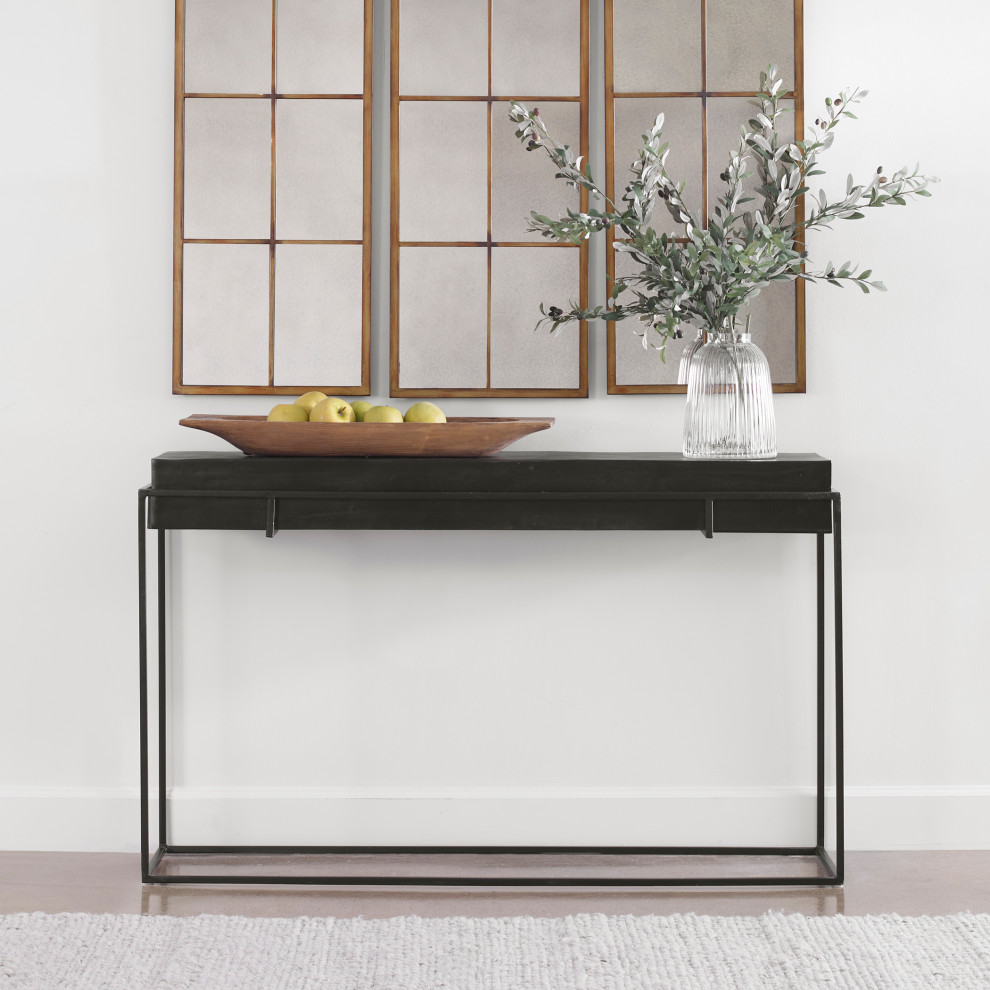 Uttermost Telone Modern Black Console table   Industrial   Console Tables   by Modern Furniture LLC  Houzz