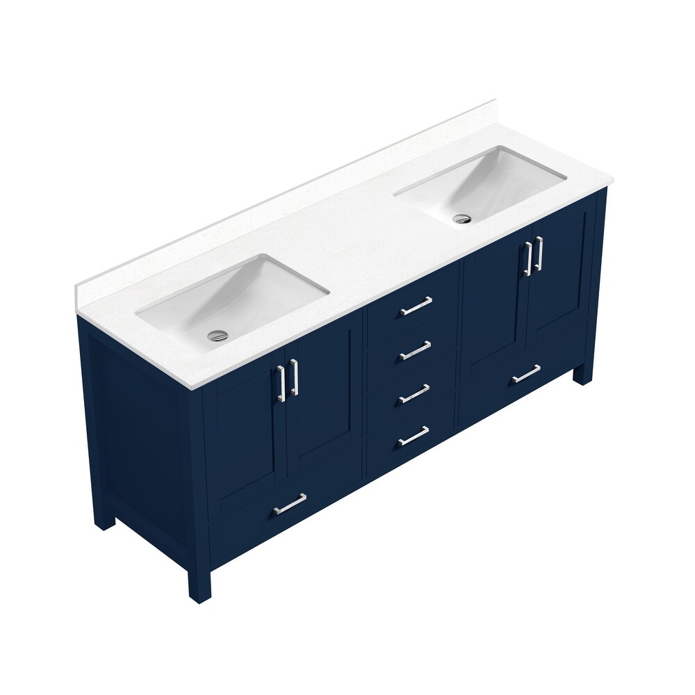 Jacques 72 in. W x 22 in. D Navy Blue Double Bath Vanity and White Quartz Top