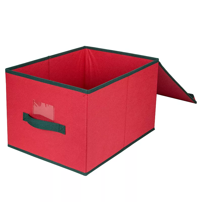 Northlight Red and Green Collapsible Christmas Decoration Storage Box with Handles